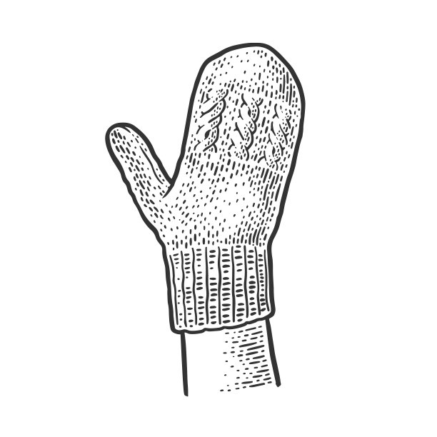 针织羊毛连指手套草图图片下载