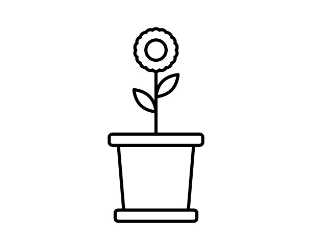 植物线图标盆。通用最小现代细线黑色图标上的白色背景图片下载