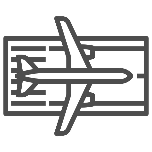 飞机上的跑道线图标，航空公司的概念，跑道矢量标志上的白色背景，飞机上的跑道轮廓风格为移动概念和网页设计。矢量图形。图片下载