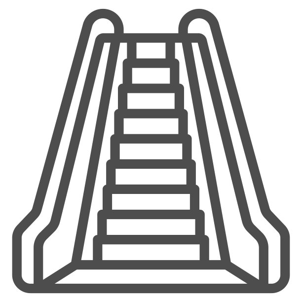 自动扶梯线性图标，航空公司概念，机场自动扶梯白色背景矢量标志，移动概念和网页设计的自动扶梯控制轮廓样式。矢量图形。图片下载