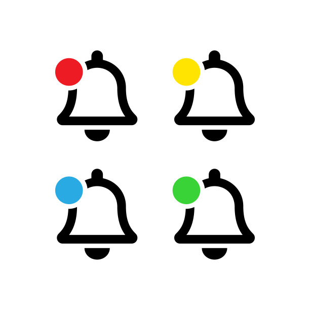 新的通知矢量图标集。带有社交网络通知符号的Bell。矢量插图EPS 10图片下载