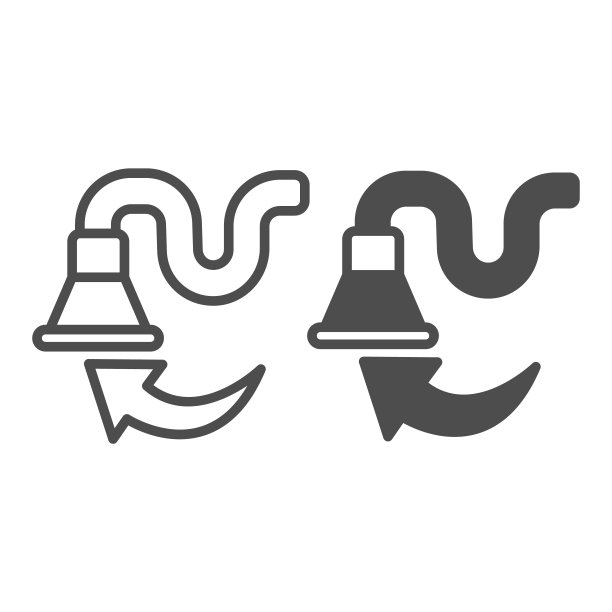 吸尘器的软管和喷嘴线和固体图标，洗车概念，工业清洗工具标志在白色背景，清洗机软管图标在轮廓风格。矢量图形。图片下载