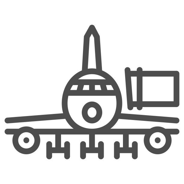 伸缩式梯子的平面线图标，航空公司的概念，飞机桥矢量标志在白色的背景，伸缩式梯子轮廓风格的移动概念和网页设计。矢量图形。图片下载