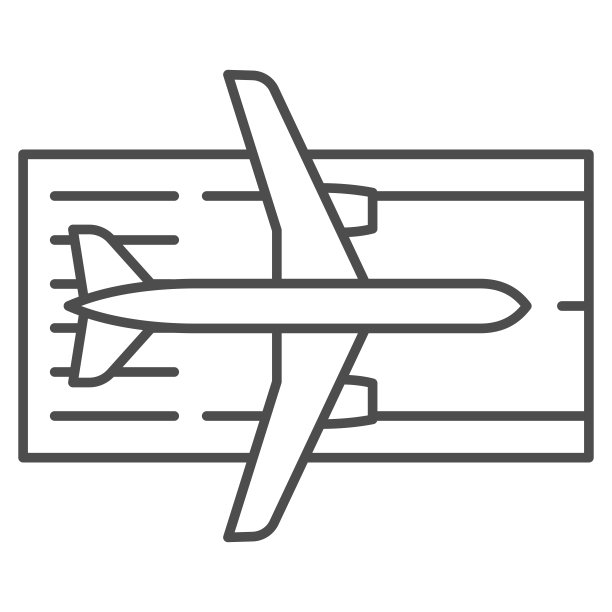 飞机跑道上的细线图标，航空公司的概念，跑道上的白色背景矢量标志，飞机跑道上的轮廓风格为移动概念和网页设计。矢量图形。图片下载