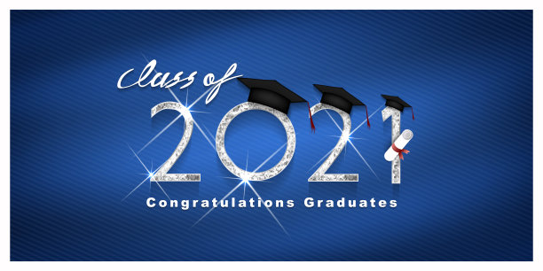 银色毕业设计。2021级。祝贺活动，t恤，标志，派对，高中或大学毕业生。问候、请帖、请帖等文字。矢量图图片下载