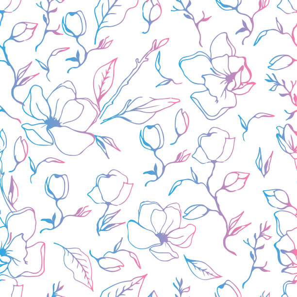 轮廓花木兰无缝图案粉红色图片下载