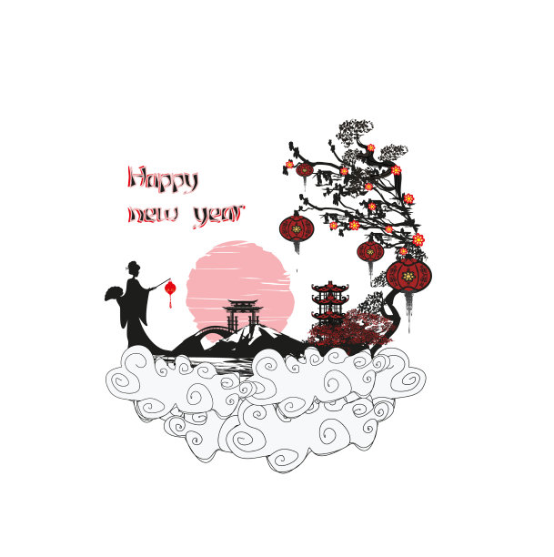 抽象景观与亚洲女孩图片下载