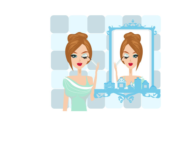 漂亮女孩在化妆图片下载