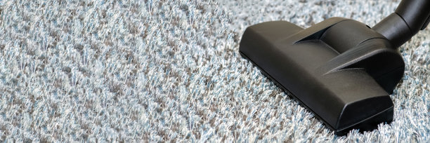 用吸尘器吸灰色地毯。清洁和清洁的概念。文本的地方图片下载
