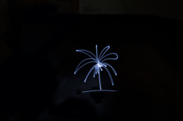 一棵用灯光绘成的棕榈树图片下载