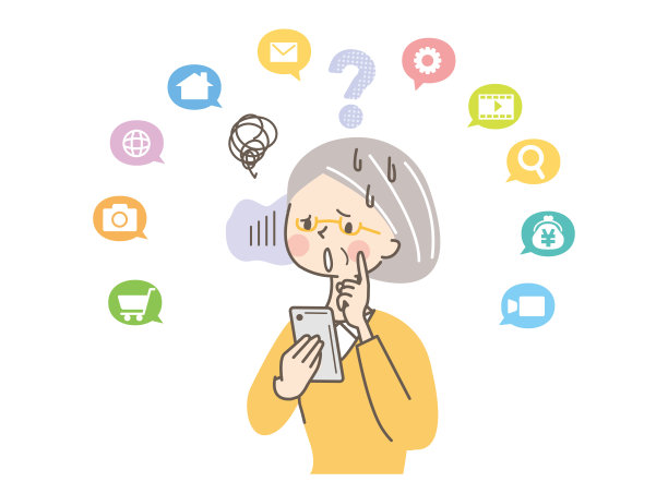 陷入困境的老年女性，因为她们不知道如何使用智能手机图片下载