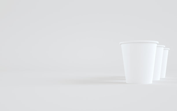 8盎司无盖纸杯模型- 3个杯子图片下载