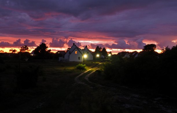 日落，大海，春天，灼热的天空，隐藏的看到，纽恩多夫图片下载