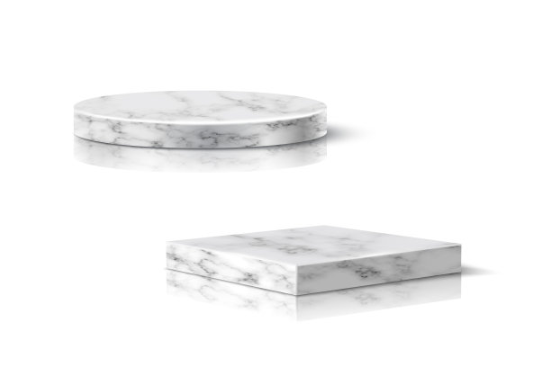 灰色大理石圆形和方形平台的产品。3d基座在石头模式矢量插图。几何阶段孤立在白色背景。作广告或装饰的逼真的地方图片下载