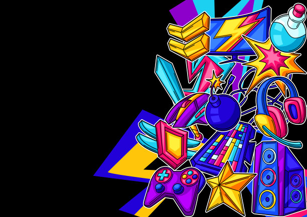 游戏道具的背景。网络运动，电脑游戏，娱乐活动。图片下载