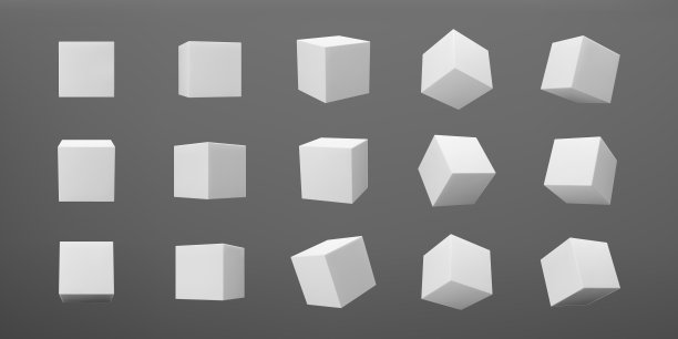 白色3d建模立方体与透视隔离在黑暗的背景。使用光照和阴影渲染一个旋转的3d盒子。现实的矢量图标图片下载