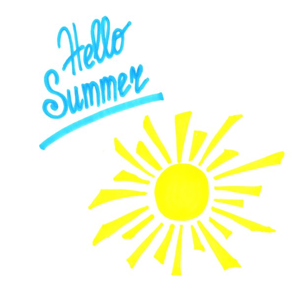 太阳与手印的插图。明信片和传单的模板。图片下载