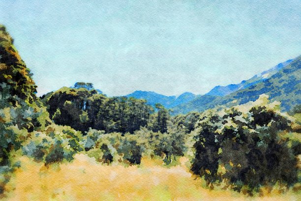 自然景观的水彩插图图片下载