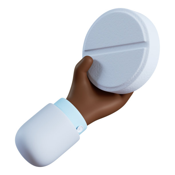 3 d渲染。黑皮肤的手里拿着白色的大药丸。医疗图标。非洲卡通人物医生或药剂师插图。医药剪辑艺术孤立的白色背景图片下载