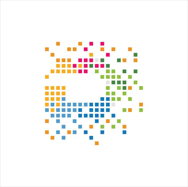 现代字母D技术设计矢量插图。初始字母D数字像素设计矢量图标图片下载