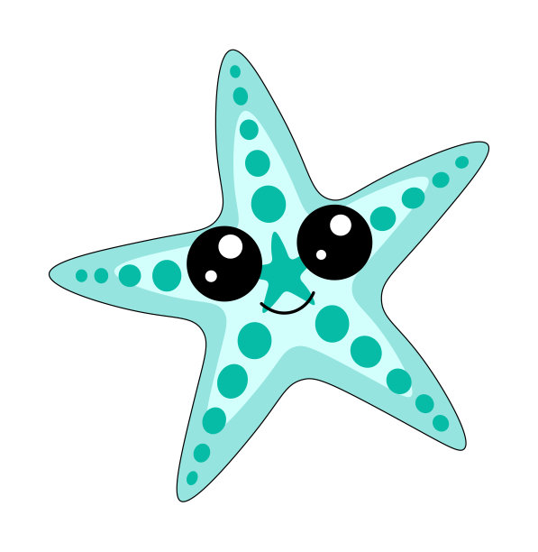 向量插图的卡哇伊蓝色海星与表情符号的脸。该元素是隔离的，可以用作贴纸、标志、图标。图片下载