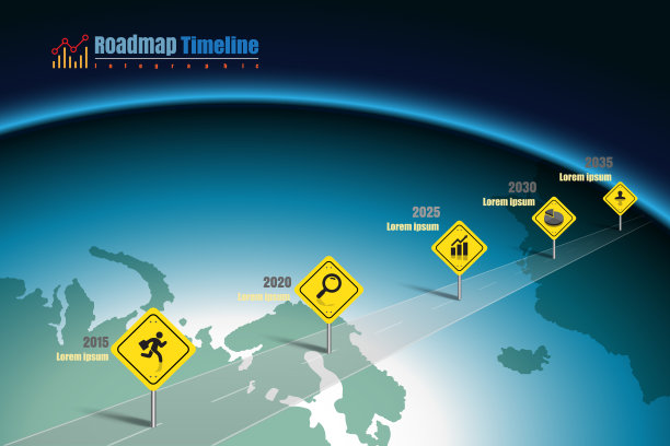 商业路线图时间线信息图世界设计，矢量信息图图片下载