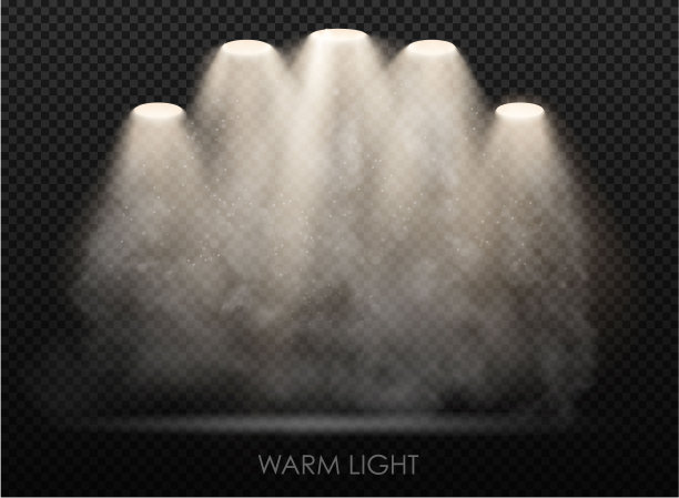 在透明背景上的暖光灯泡组。矢量图图片下载