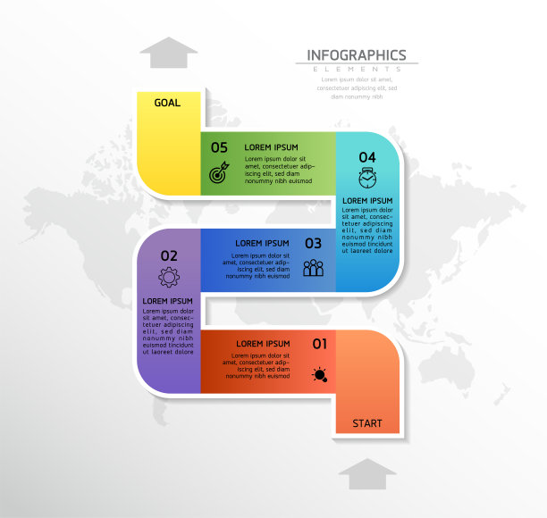 矢量插图信息图设计模板，展示和图表。5个选项或步骤。溢价向量图片下载