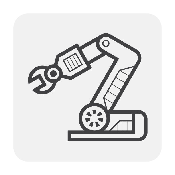 机械臂或工业机器人系统矢量图标设计孤立的白色背景。图片下载