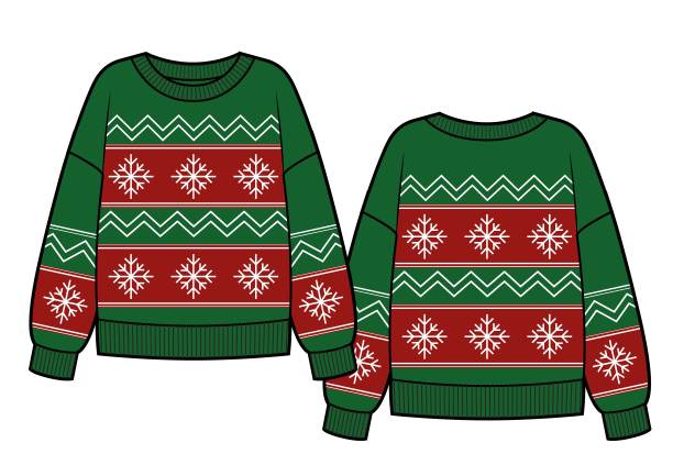 节日红绿毛衣配雪花。圣诞节服装图片下载