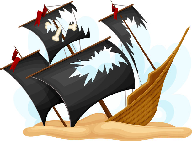 被毁坏的海盗船或被撕破的黑色船只图片下载