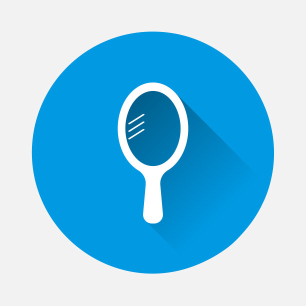 矢量图标手镜化妆和个人护理在蓝色背景。平面图像与长阴影。图片下载