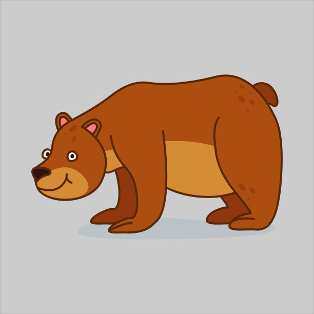卡通风格的滑稽熊角色。平面孩子图形。孤立矢量图。图片下载