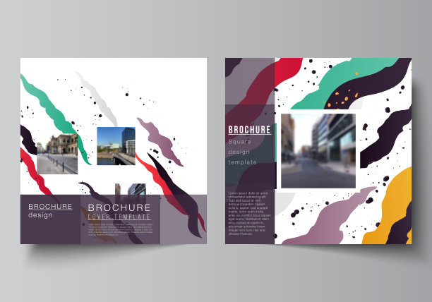矢量布局的两个方形封面设计模板为宣传册，传单，杂志，封面设计，书籍设计，宣传册封面，创意机构，公司，商业，投资组合，pitch deck，创业。图片下载