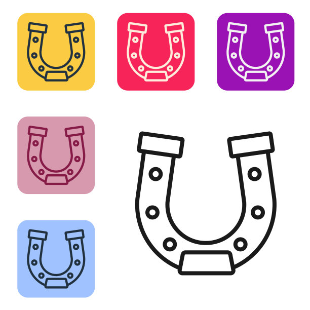 黑线马蹄形图标孤立在白色图片下载