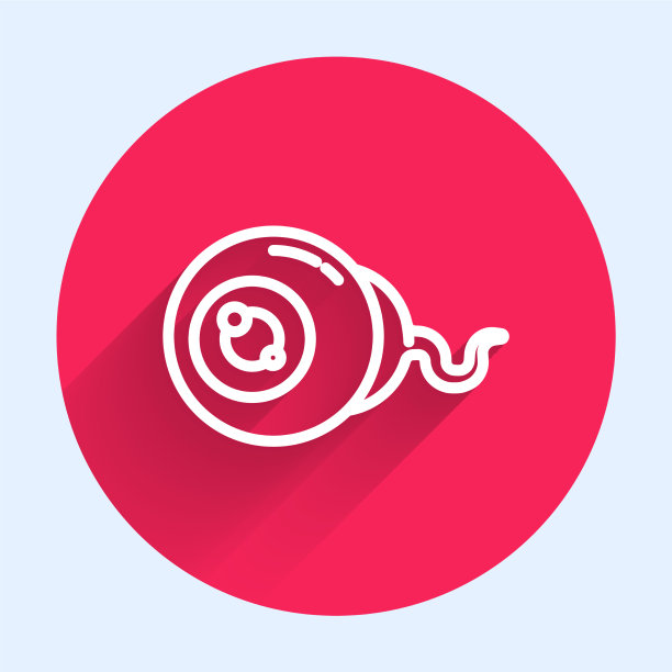 白色线眼睛图标孤立与长阴影图片下载