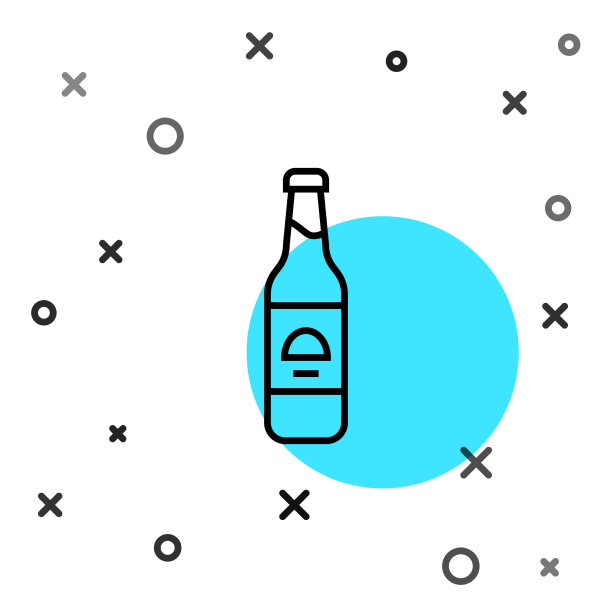 黑线啤酒瓶图标孤立在白色图片下载