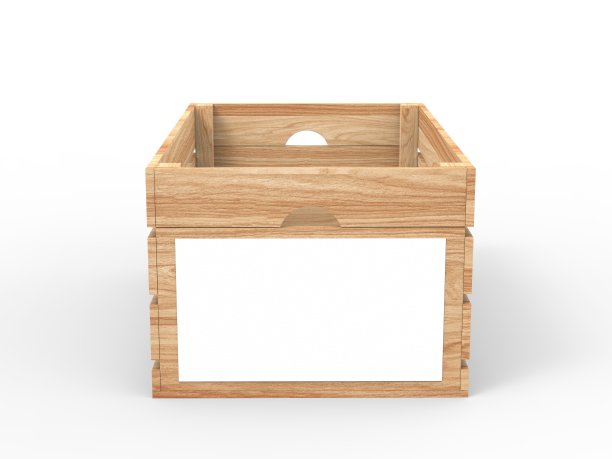 有黑色纸标签的木箱。图片下载