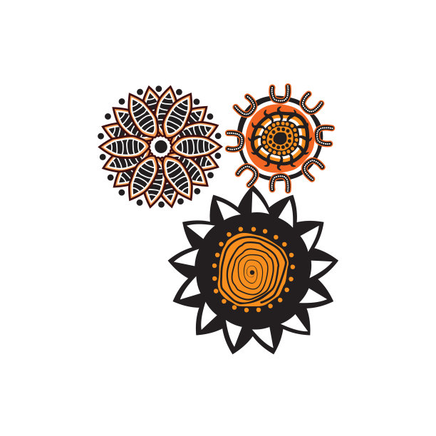 原住民艺术点画图标标志设计图片下载