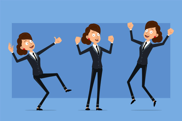 卡通扁平滑稽商业女人人物集图片下载