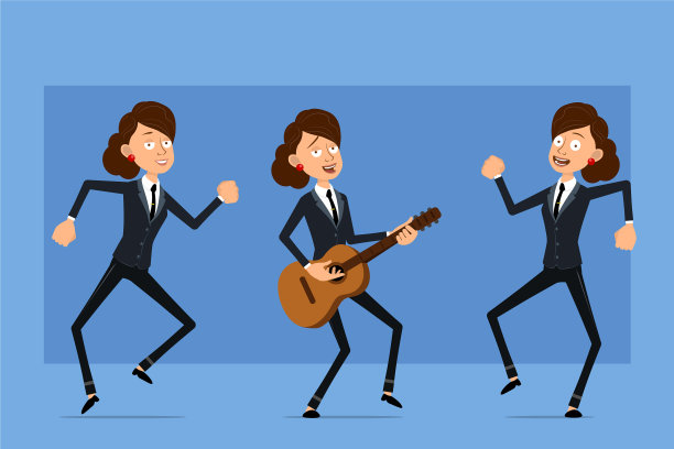 卡通扁平滑稽商业女人人物集图片下载