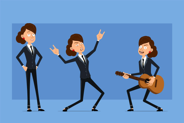 卡通扁平滑稽商业女人人物集图片下载