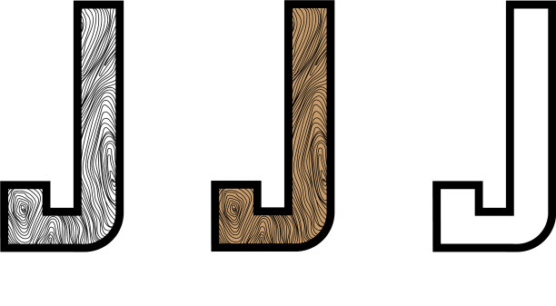 木制字母字母j颜色和黑白图片下载