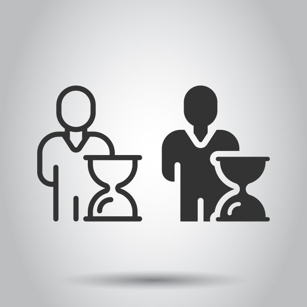 人与时钟图标在平面风格的用户时间上图片下载