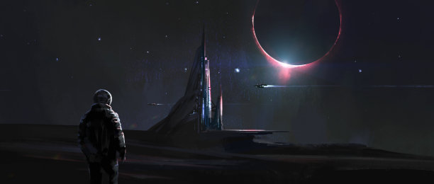 外星宏伟的建筑，数码绘画，3D插画。图片下载