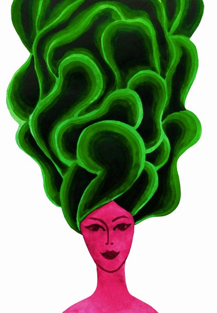 长头发的女孩。灵感。创造力。图片下载