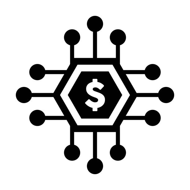 数字美元符号图标矢量货币符号，用于数字交易的资产和钱包扁平颜色字形图图片下载