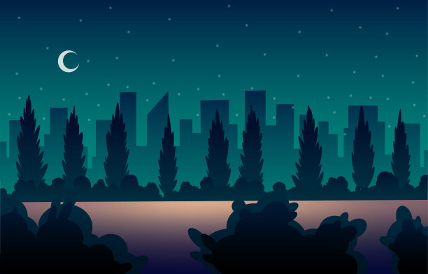 汽车街道电影院的地方。晚上露天停车。星空背景上的黑暗。夜色中的城市背景。卡通风格的夜间矢量横幅场景图片下载