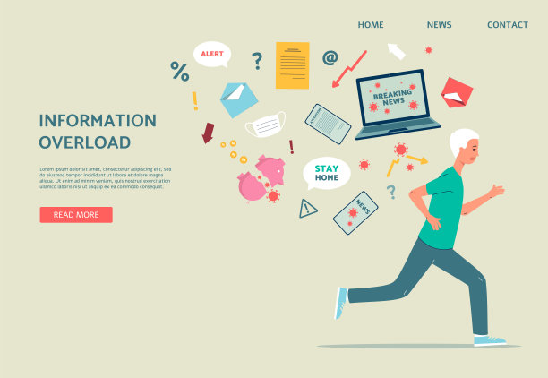面临covid-19大流行信息过载压力的男性。图片下载