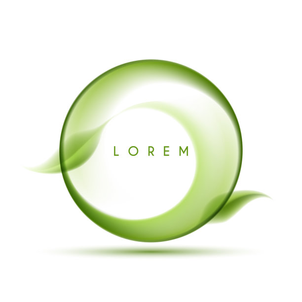 绿色的圆形框架与树叶在白色的背景图片下载